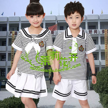六一儿童演出服表演合唱小学校服班服幼儿园园服海军服白条纹X09