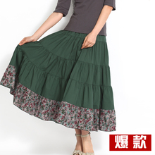 女装2012夏装新款田园碎花拼接波西米亚长裙 两穿半身裙 1181128