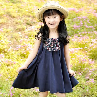  童装女童中大童裙装 儿童公主裙 韩版百搭连衣裙吊带裙背心裙