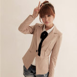 2011春秋新品外套 修身韩版小西装 淡卡其色显瘦百搭小西服 女