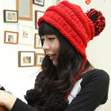 全场5折包邮 新款大球球帽 女针织<span class=H>毛线</span>帽子 韩版保暖<span class=H>护耳</span>帽3050