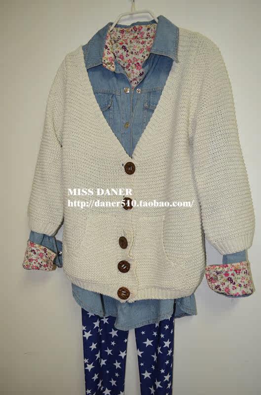 【图】棒针粗线<em>毛衣</em>包扣<em>灯笼袖</em>V领<em>开衫毛衣</em> 外