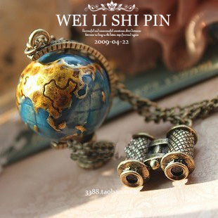  [D218]欧美外贸饰品 复古 全球旅行 地球仪 项链 毛衣链 女批发
