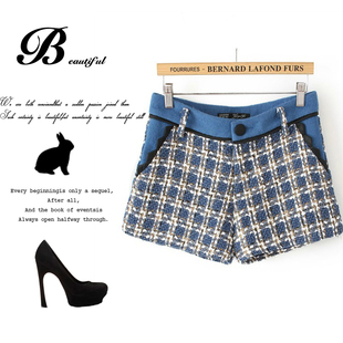 淘宝网冬天女款裤子<em>毛呢短裤</em>英伦风<em>经典</em>格纹打