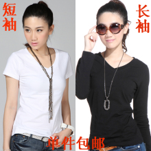 2012新款韩版加大码女装打底衫宽松<span class=H>长袖</span>T恤时尚打底衫<span class=H>V领</span> 短袖T恤