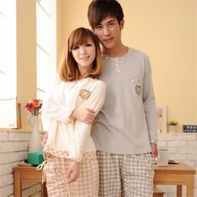 2012 情侣睡衣 甜蜜蜜侣长袖睡衣格子运动家居服套装