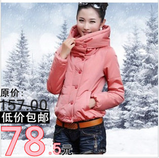 包邮2012秋冬新款韩版女装修身棉服外套 带帽棉衣女 加厚短款棉袄
