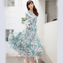 淘金币 悦薇阁2012夏季新款女碎花韩版连衣裙雪纺修身短袖波西米