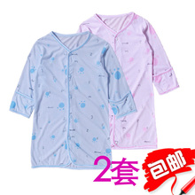 淘金币2件包邮夏季宝宝睡袍 竹纤维空调房内衣 婴儿长袍 儿童睡衣