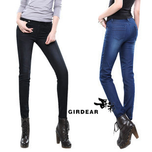  哥弟阿玛施代购 秋冬保暖加厚加绒修身牛仔裤/打底裤/大码小脚裤