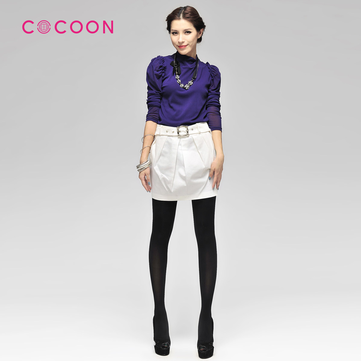 COCOON可可尼2012新品泡泡袖打底衫上衣原价448元203103008
