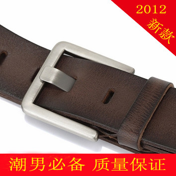 2012新款休闲<span class=H>男士</span><span class=H>皮带</span>真皮 正品时尚男款针扣头层牛皮腰带韩版