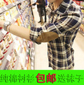 【包邮】新款春装韩版男士衬衫格子衬衫修身休闲长袖衬衫潮牌纯棉