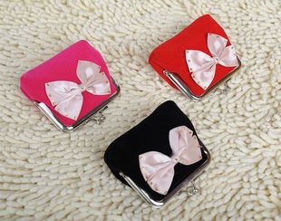  广州精美零钱包批发新款小钱包蝴蝶结女士硬币小包包钥匙钱包