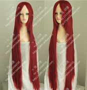 妖精的尾巴艾露莎，cosplay假发假毛暗红色，100cm长发1米长直发古装