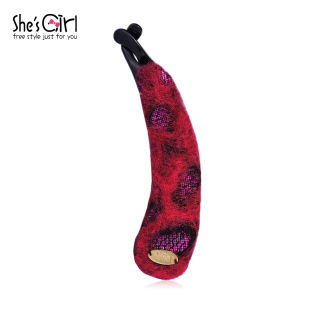  包邮she's girl茜子饰品发夹 纯色仿皮草香蕉夹竖夹发卡 新年礼品