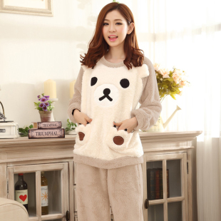 秋冬季轻松饼干熊卡通<em>睡衣</em>长袖家居服<em>女睡衣加</em>