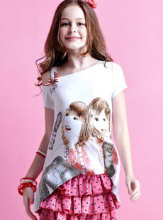 Baoye clothes 2012 new pretty girls shoulder cotton t-shirt (limited edition) 051912210