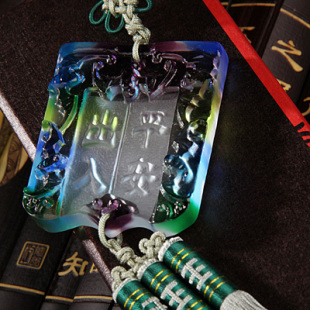 Royal treasure car pendant glass square green car for  colorful decoration of ancient law satchel post