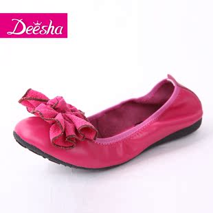  DEESHA笛莎女童秋新款真皮纯头层牛皮蝴蝶结儿童皮鞋1240532