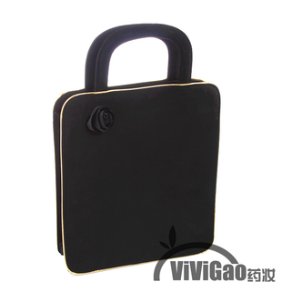  兰蔻 时尚黑色玫瑰版 丝绒 化妆包 拎包 平板电脑手提包   ipad包