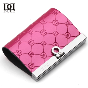  DUER钥匙包 韩国可爱牛皮压花漆皮女士钥匙扣真皮男士式钥匙套夹