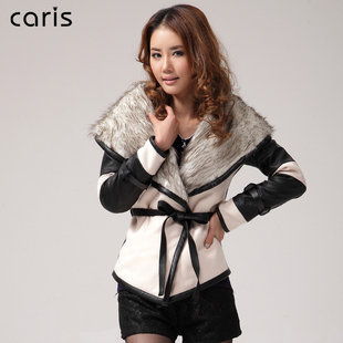  caris 秋冬新款 仿皮草毛领毛呢大衣加厚外套女冬装韩版女装