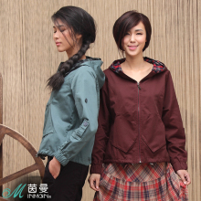 INMAN茵曼2012春装新款翻领洗水工艺修身短 外套 女JC3808