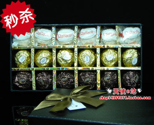  秒杀价★18粒DIY费列罗巧克力礼盒13年11月到期三色精选黑底金点