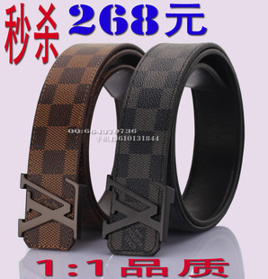  LV皮带 潮流韩版 头层小牛皮高档男士女式平滑扣腰带 真皮 lv皮带