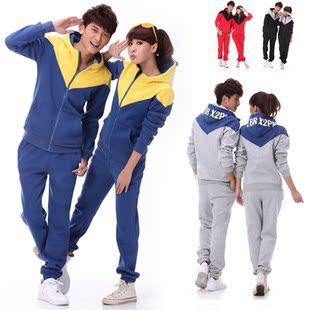  倚枫 冬装新款情侣外套情侣卫衣套装开衫加厚运动服男女班服套装