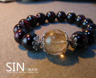  SIN 补血招财圣物清迈纯银 天然石榴石+绝美发晶 补血孤品