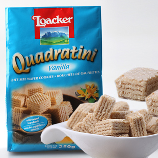  莱家粒粒装威化饼 香草味250g loacker莱家威化饼 儿童食品 进口