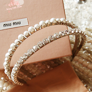 [发箍]包邮miumiu~cool小调~呛口小辣椒全力推荐 奢华珠珠水钻双层发箍