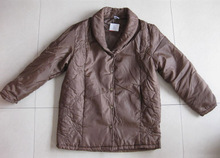 外贸服装<span class=H>中</span>长款<span class=H>老年</span><span class=H>棉衣</span> 咖啡色冬季保暖棉袄 加大码外套
