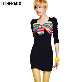 2012 Spring Colorful Bow Slim cotton dress