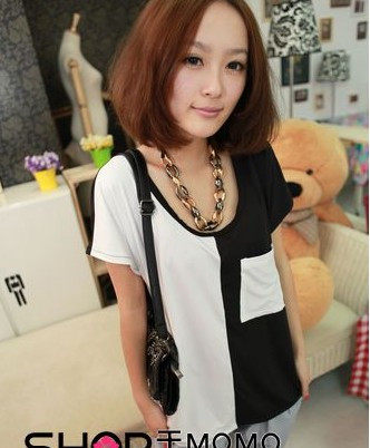 8150#ŷ���� 2011��Ʒ Ůװ ��װ �ڰ�ƴ�ӿڴ�T �۸�:13.00
