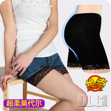 双金冠 春夏 莫代尔女蕾丝边三分裤防走光裤裙 大码安全裤打底裤