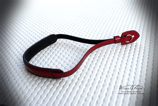 【威廉】酒红色牛皮真皮相机手腕带 头层牛皮