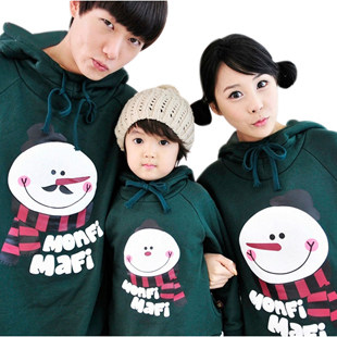 双11狂欢2011亲子装母子母女装新款冬装韩版雪人长袖外套套装卫衣