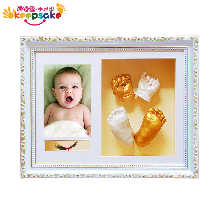 Happy Hall souvenirs of hand printing ink the baby hand and footprints of newborn infants + lanugo photo frame Kit