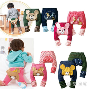  婴儿大PP裤 春秋纯棉裤子 宝宝儿童长裤九分裤外贸卡通造型屁屁裤