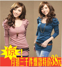 2011新款秋冬装大码 胖妹妹 显瘦 泡泡袖棉女装长袖T恤打底衫特价