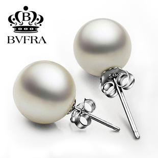  媲美海水珍珠！【宝芙兰】天然珍珠耳钉 正圆 925纯银  珍珠耳环