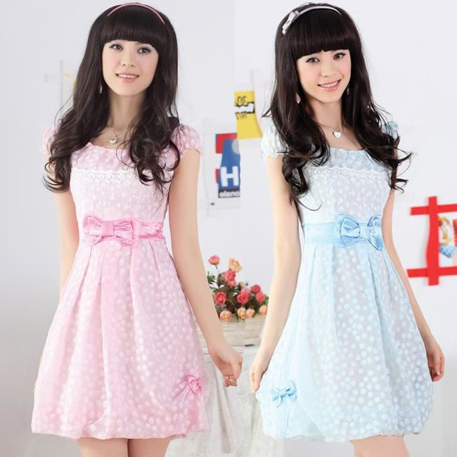 2012夏装新款<span class=H>阿依莲</span>短袖公主裙可爱少女装学生装雪纺正品连衣裙子