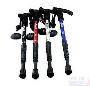 Outdoor ski equipped with telescopic shock stick