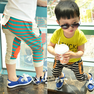  六一儿童节 男童裤子 舒适棉质个性条纹跨裤 大pp裤 夏季运动裤