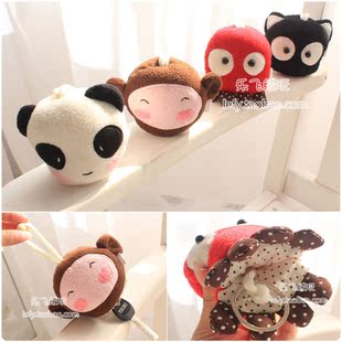  正品韩国 韩版可爱卡通毛绒 女士 便携抽绳抽拉式钥匙包 带吊环