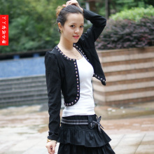 女装2011秋装新款韩版耸肩泡泡袖修身黑色小西装 外套