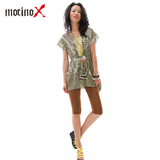 2012新款夏装 墨其 民族风异域不规则下摆多拼接雪纺上衣 送项链